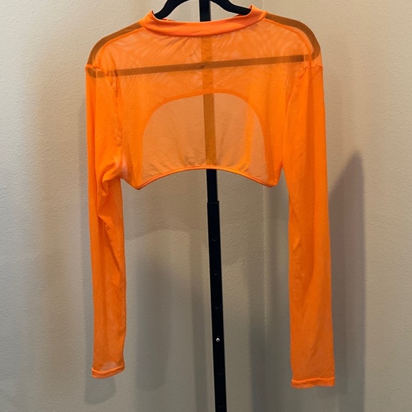 Vibrant Orange Long Sleeve Crop Top - Picture 3 of 3